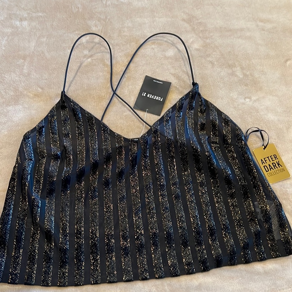 Brand NEW Forever 21 shimmery black top, knit top/cami/black